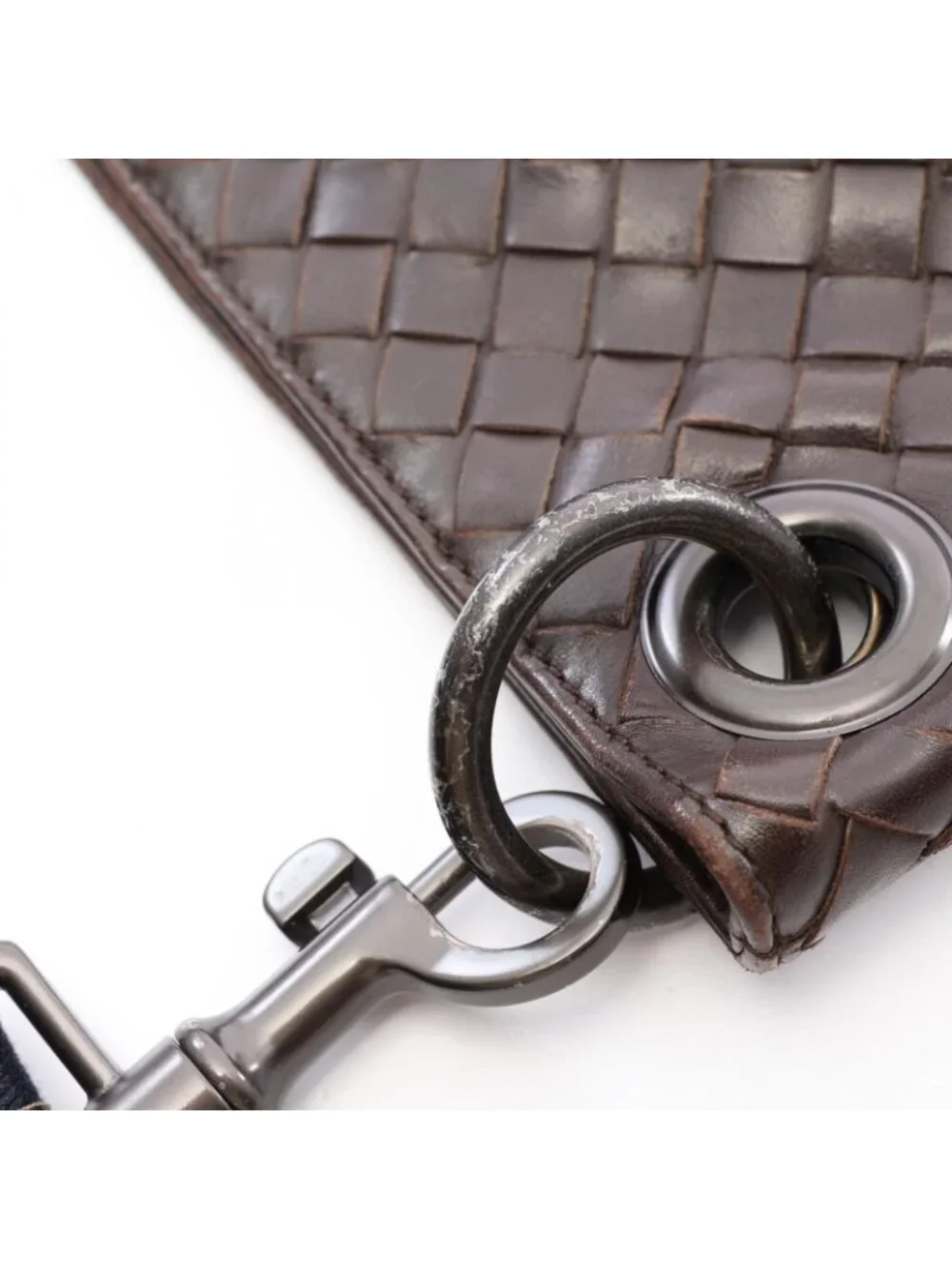Bottega Veneta Shoulder Bag Intrecciato Dark Brown Black Leather